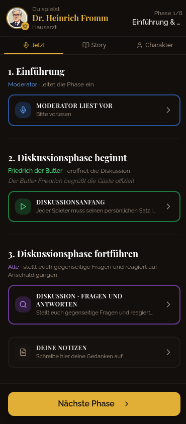 Spielphase mit farbigen Aktionskarten